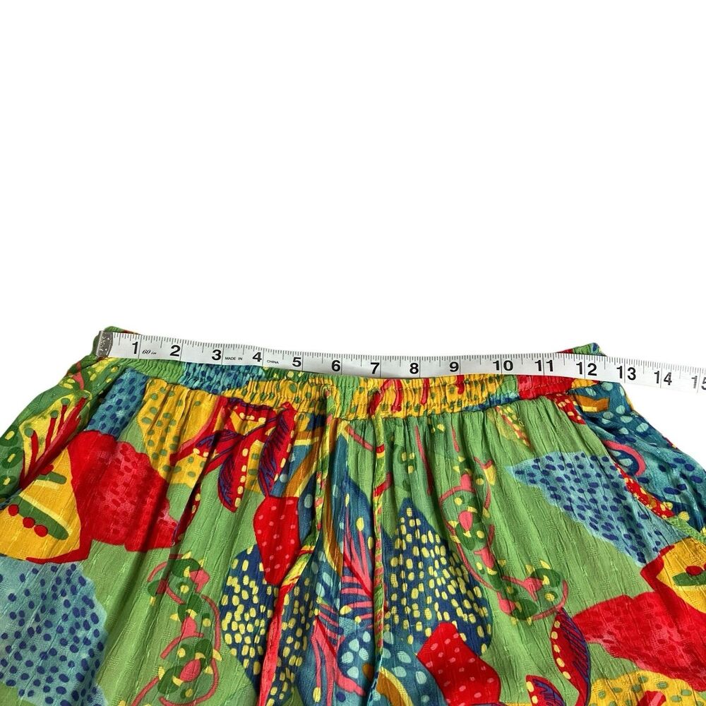 Christian Siriano Pants Womens XS Colorful Floral Wide Leg Crop Pull On Resort - Picture 16 of 16